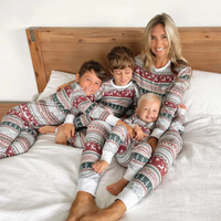 Familien Weihnachts-Pyjama Set Bequem Weicher Stoff - Grau / Papa S