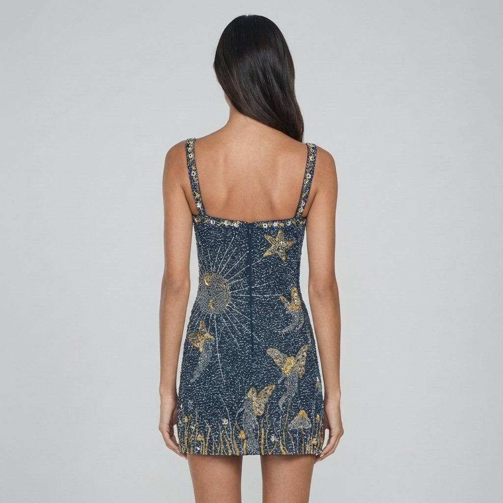 Feminines Glitzer Minikleid Mit Seitenschlitz Für Besondere Anlässe – Funkelnder Look Für Unvergessliche Abende 2