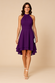 Festliche Kleider Damen Elegantes Ausgestelltes Kleid für Hochzeitsgast & Sommeranlässe 3