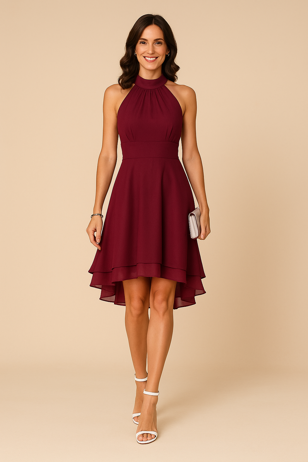 Festliche Kleider Damen Elegantes Ausgestelltes Kleid für Hochzeitsgast & Sommeranlässe 5
