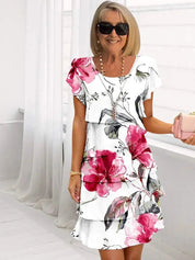 Florales Plisseekleid mit Rüschen für Damen – Elegantes Sommerkleid 0