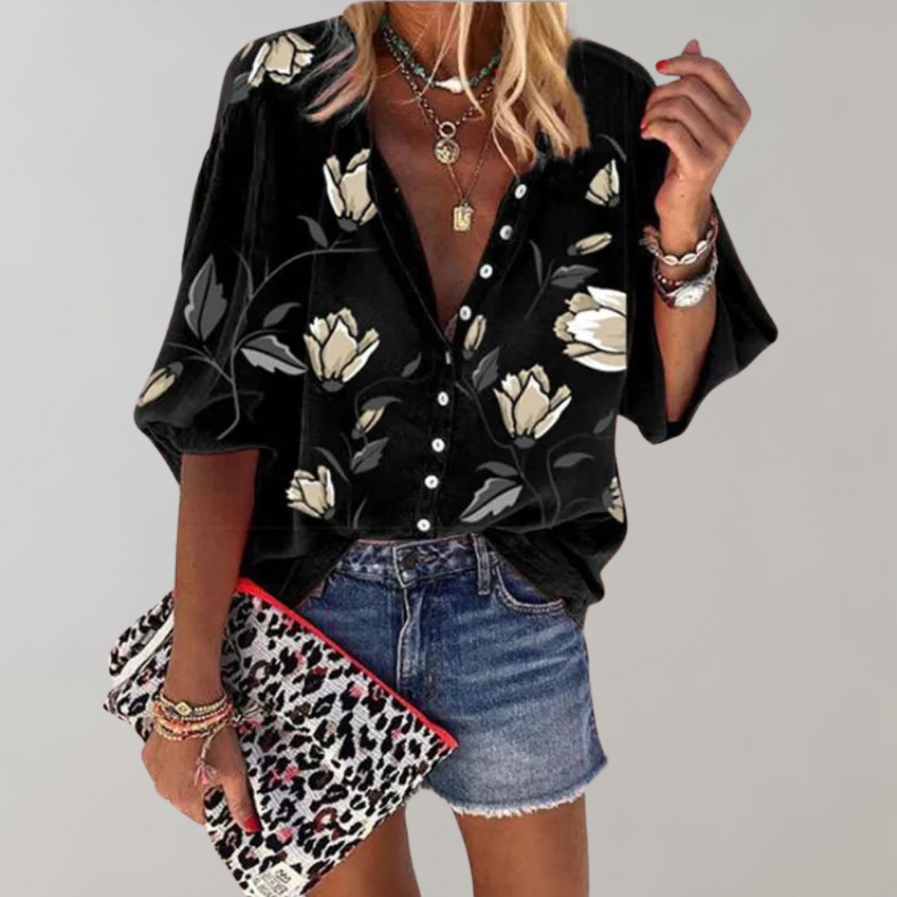 DELILAH | Elegant blus med blommigt tryck