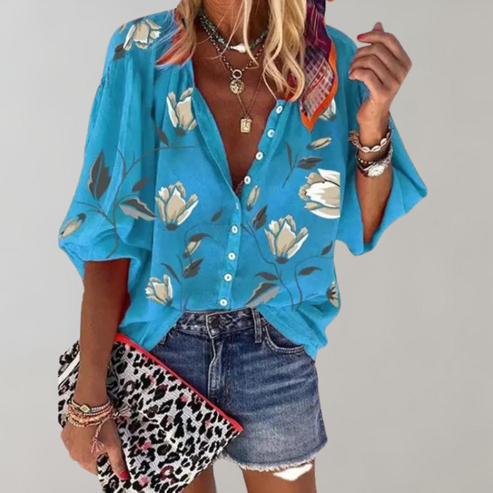 DELILAH | Elegant blus med blommigt tryck
