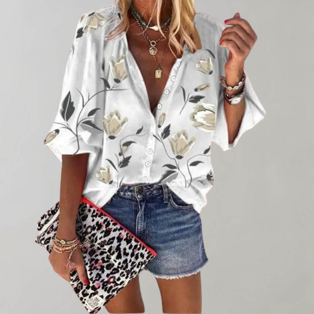 DELILAH | Elegant blus med blommigt tryck