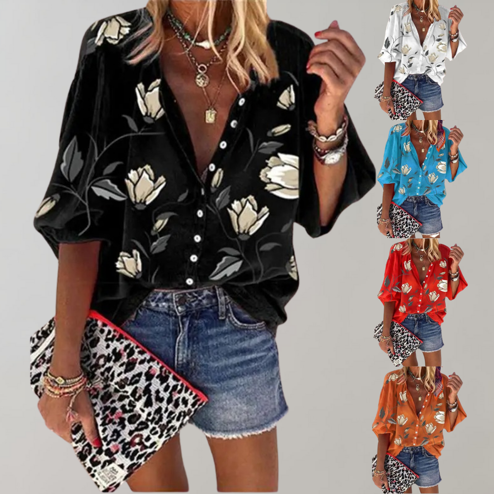 DELILAH | Elegant blus med blommigt tryck