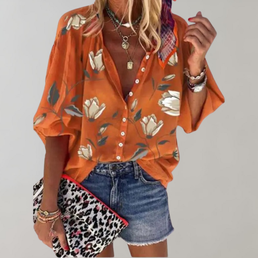 DELILAH | Elegant blus med blommigt tryck