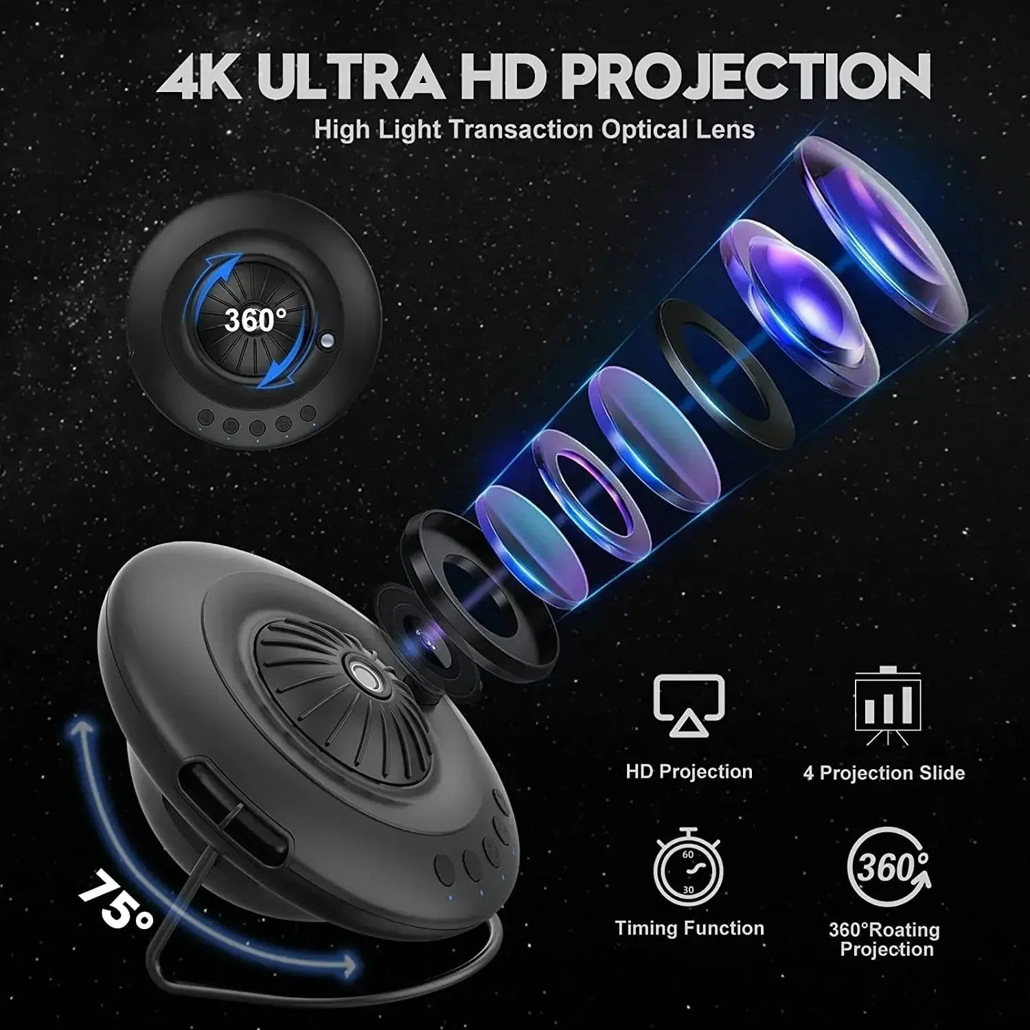 Galaxy Projector mit Planetarium -Effekten für Heimkino, Kinderzimmer und Nachthimmelbiente 3