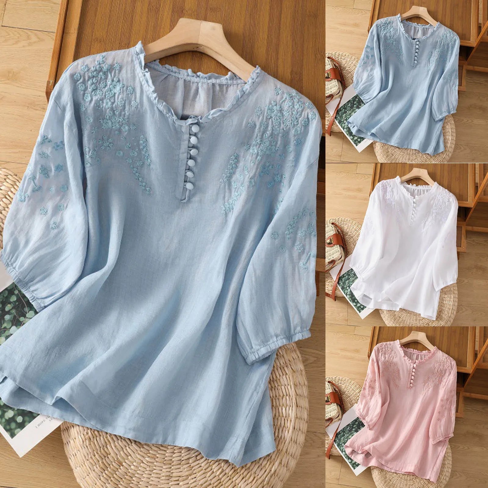 Geblümte Bluse mit Knopfleiste für Damen – Elegante Sommermode 4