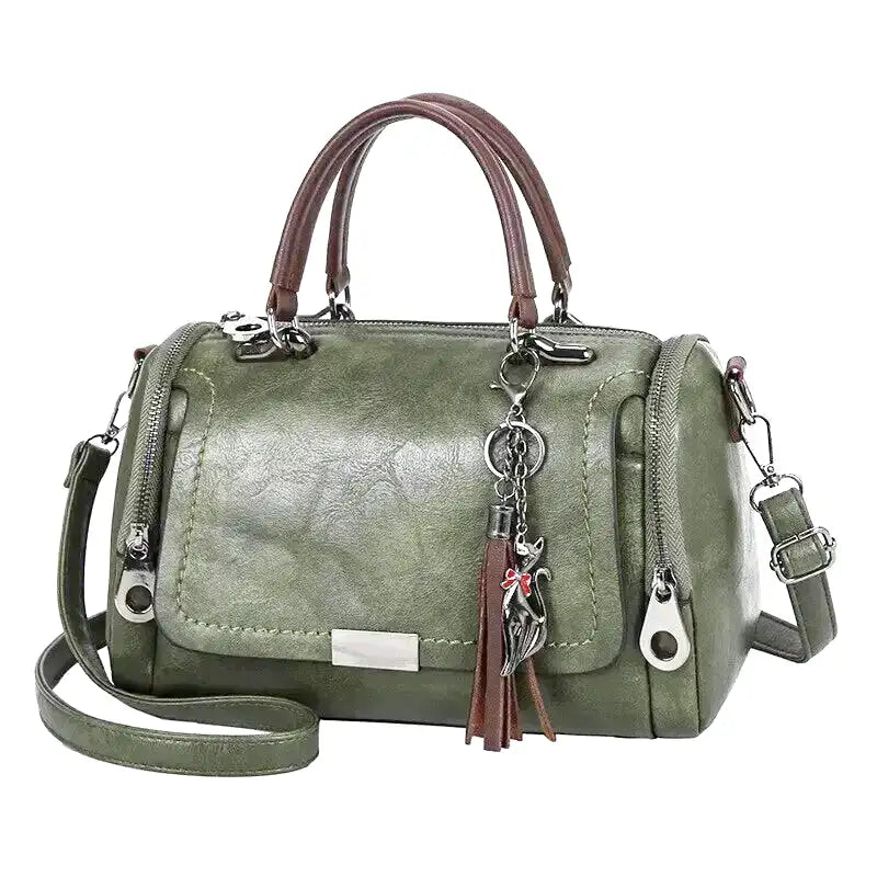 Geräumige Damenhandtasche aus weichem Stoff mit Reißverschluss 8