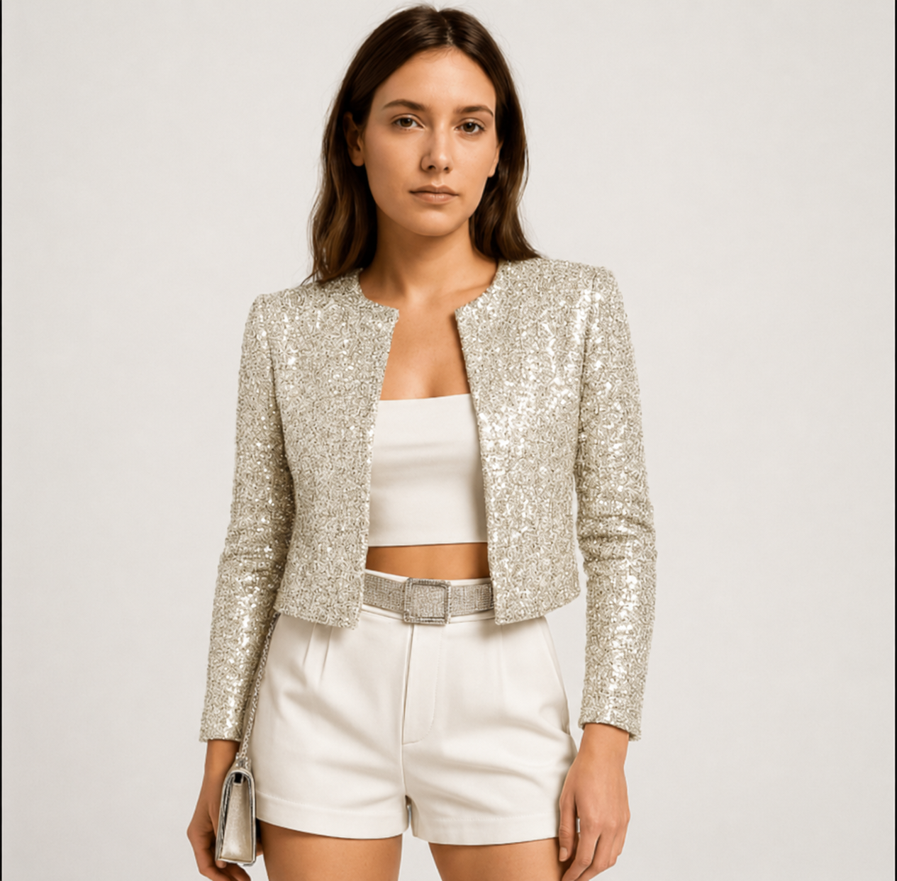 Dam aftonjacka Festlig paljettstrukturerad blazer  