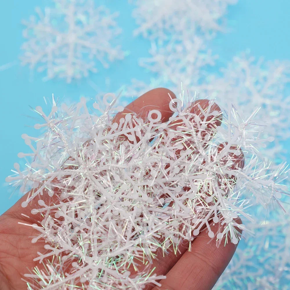 Glitzernde Girlanden | Glitzernde Schneeflocken-Ornamente für die Weihnachtsdekoration 5