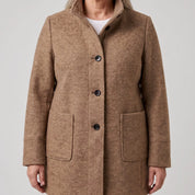 Greta | Damen Mantel mit Stehkragen Longline Knopfleiste Trenchcoat 1
