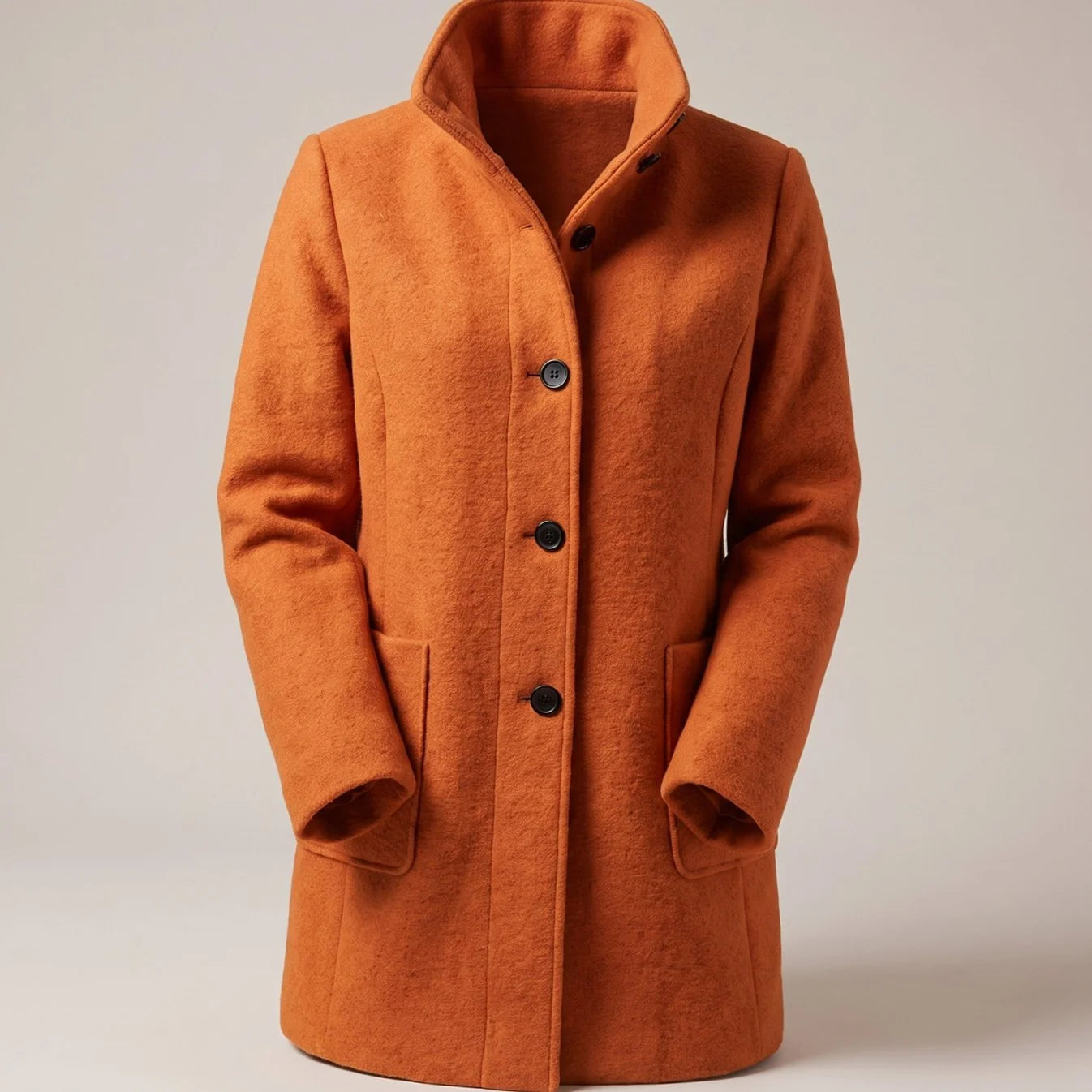 Greta | Damen Mantel mit Stehkragen Longline Knopfleiste Trenchcoat 6