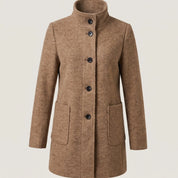 Greta | Damen Mantel mit Stehkragen Longline Knopfleiste Trenchcoat 7
