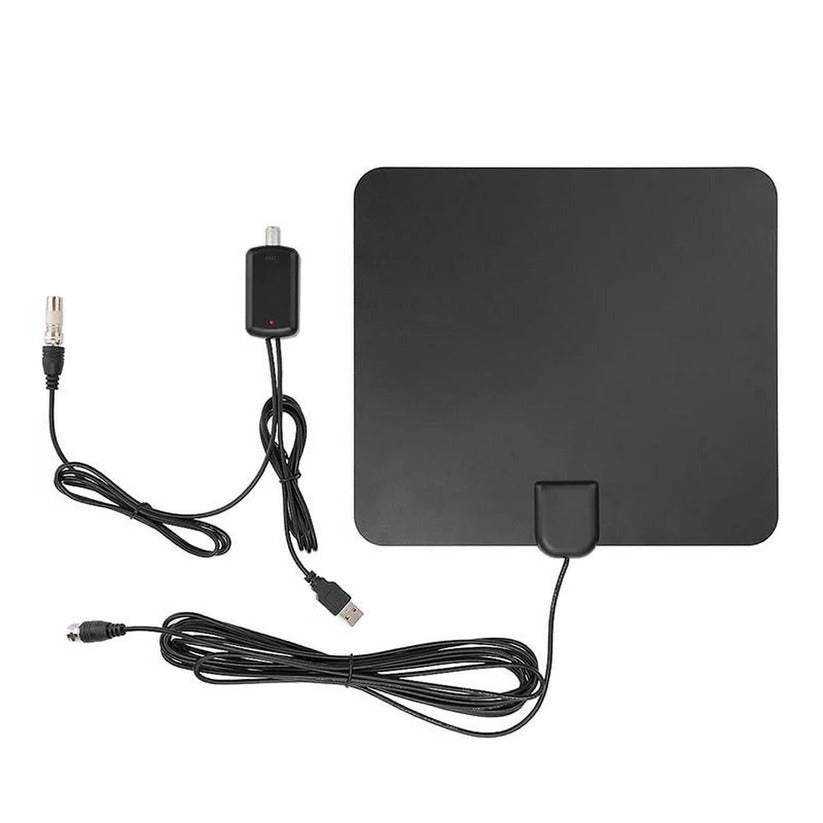 HDTV Innenantenne 25 dBi Verstärker, Starker Empfang Bis 80 km, Ultradünnes Design, Flexibel, VHF/UHF Frequenzen 0