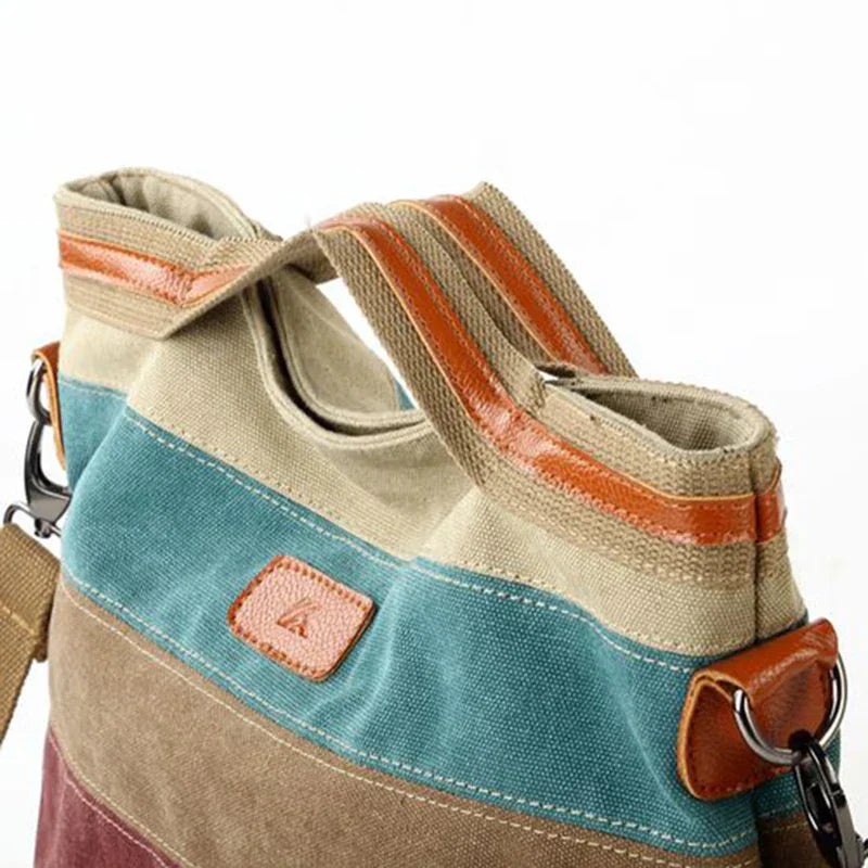 Finn | Canvas randig crossbody messenger-handväska