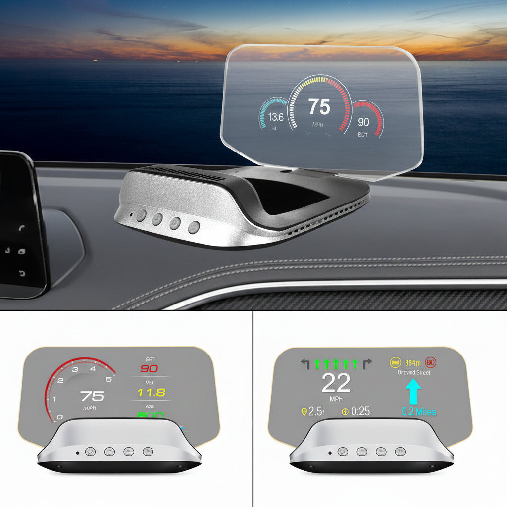 Head-Up-Display Mit GPS Navigation Und Automatischer Helligkeitsanpassung Für Sicheres Fahren 0