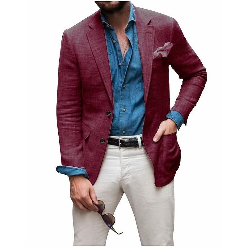 Herren -Casual Leinen Blazer Jacke 10
