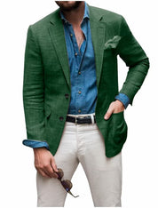 Herren -Casual Leinen Blazer Jacke 12