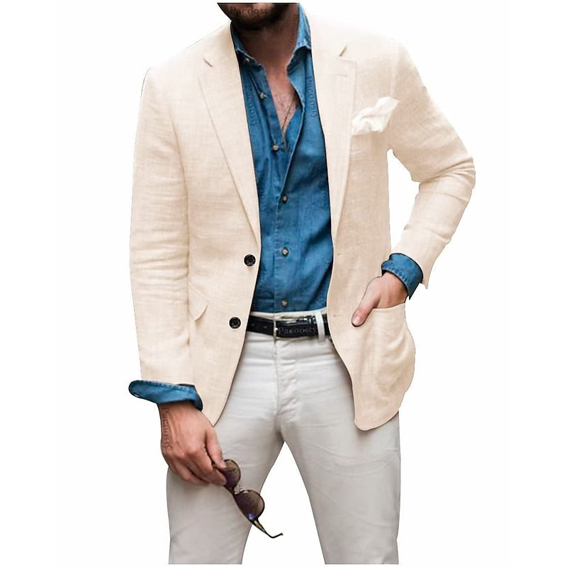 Herren -Casual Leinen Blazer Jacke 7