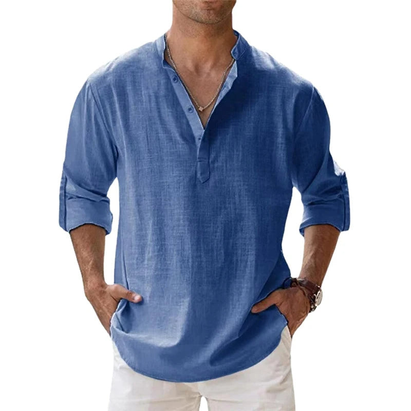Herren Hemden Henley Mit Entspannter Passform Für Den Sommer – Leichtes Hemd Für Herren, Stilvoll Und Atmungsaktiv 1
