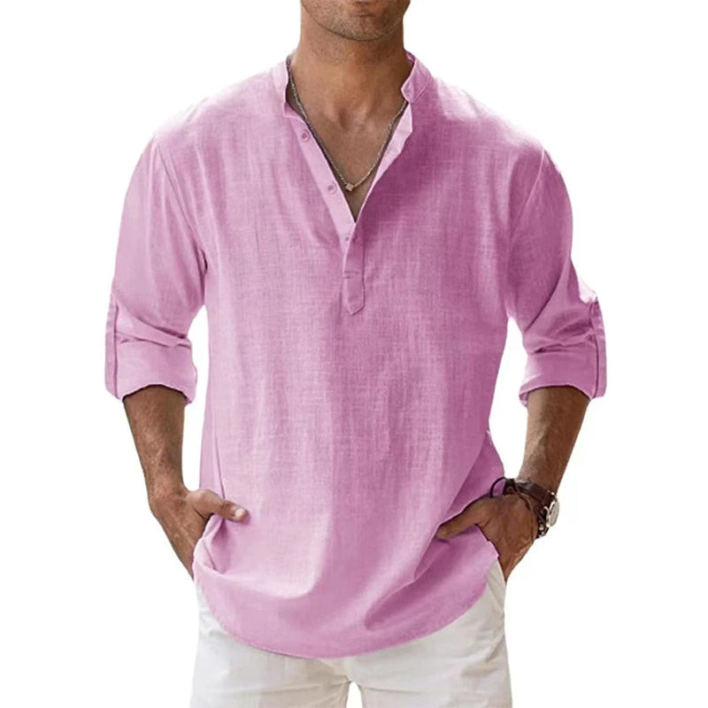 Herren Hemden Henley Mit Entspannter Passform Für Den Sommer – Leichtes Hemd Für Herren, Stilvoll Und Atmungsaktiv 2