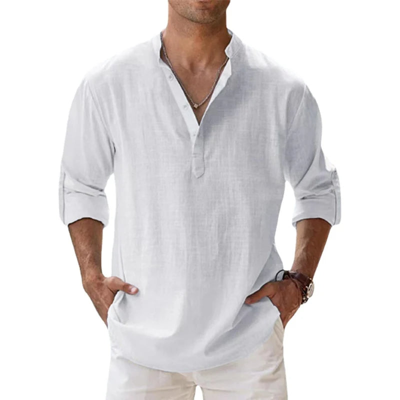 Herren Hemden Henley Mit Entspannter Passform Für Den Sommer – Leichtes Hemd Für Herren, Stilvoll Und Atmungsaktiv 3