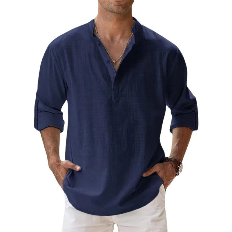 Herren Hemden Henley Mit Entspannter Passform Für Den Sommer – Leichtes Hemd Für Herren, Stilvoll Und Atmungsaktiv 4