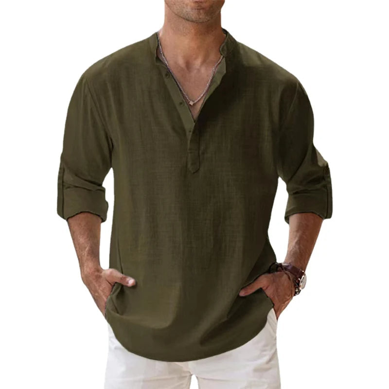 Herren Hemden Henley Mit Entspannter Passform Für Den Sommer – Leichtes Hemd Für Herren, Stilvoll Und Atmungsaktiv 7
