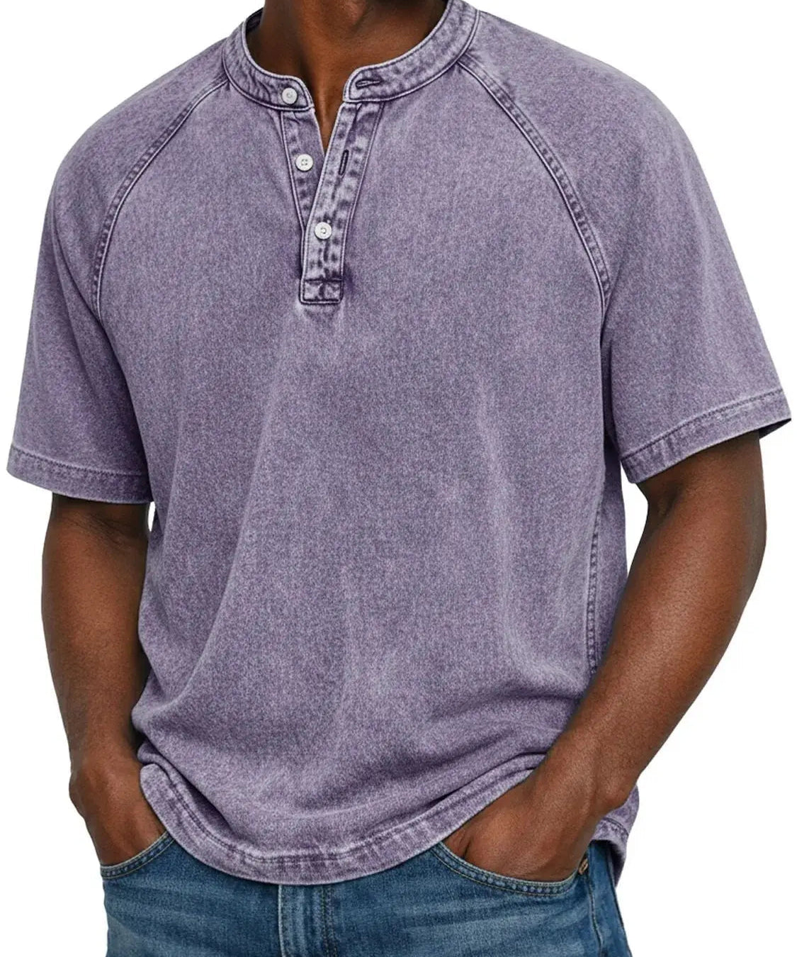 Herren Henley Kurzarm T-Shirt mit entspannter Passform 0