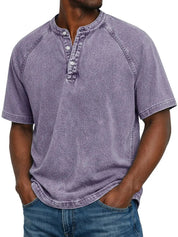 Herren Henley Kurzarm T-Shirt mit entspannter Passform 0