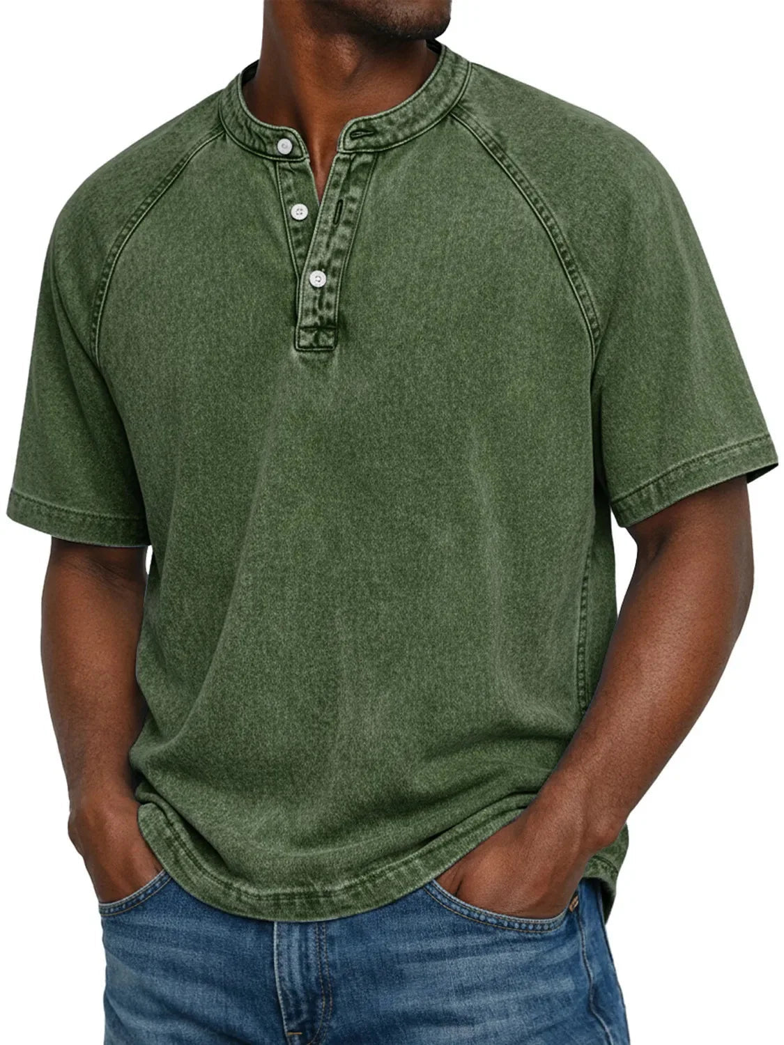 Herren Henley Kurzarm T-Shirt mit entspannter Passform 6
