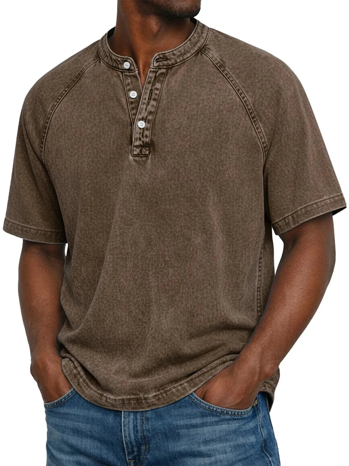 Herren Henley Kurzarm T-Shirt mit entspannter Passform 7