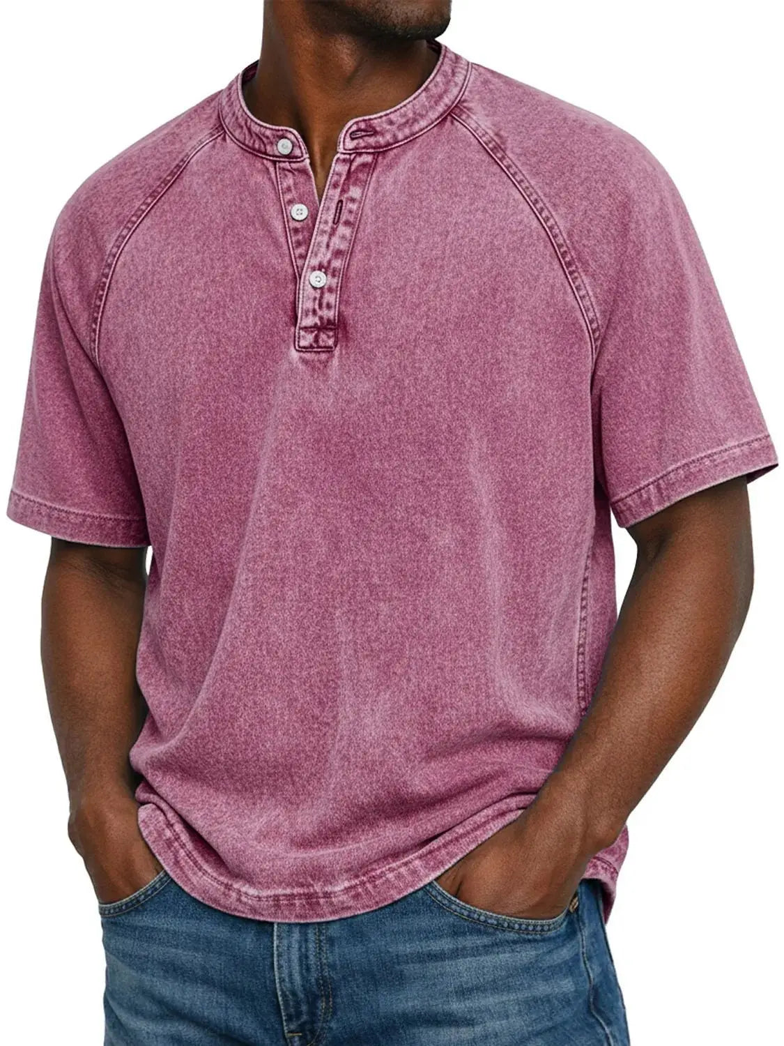 Herren Henley Kurzarm T-Shirt mit entspannter Passform 9