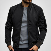 Herren Klassische Bomberjacke Übergangsjacke mit Rippbündchen und schlankem Schnitt 0