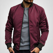 Herren Klassische Bomberjacke Übergangsjacke mit Rippbündchen und schlankem Schnitt 2