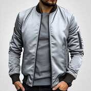Herren Klassische Bomberjacke Übergangsjacke mit Rippbündchen und schlankem Schnitt 6