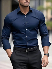 Herren Slim-Fit Business-Hemd Langarm Knitterfrei Eleganter Schnitt für Stil und Komfort 1