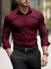 Herren Slim-Fit Business-Hemd Langarm Knitterfrei Eleganter Schnitt für Stil und Komfort 2