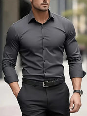 Herren Slim-Fit Business-Hemd Langarm Knitterfrei Eleganter Schnitt für Stil und Komfort 5