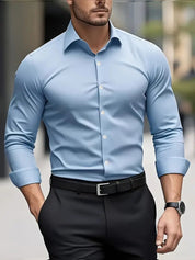 Herren Slim-Fit Business-Hemd Langarm Knitterfrei Eleganter Schnitt für Stil und Komfort 6