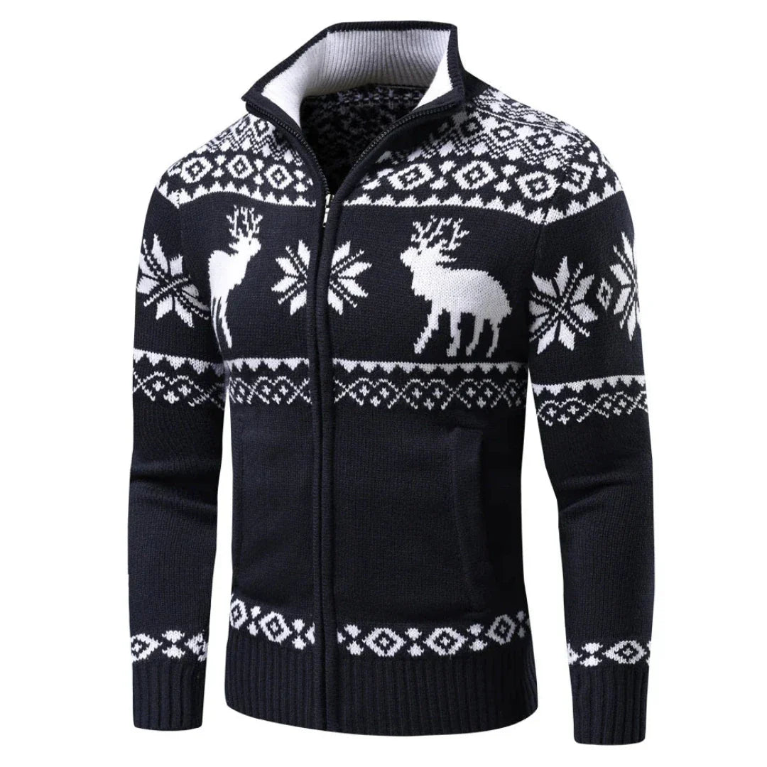 Herren Weihnachts Pullover Warm Mit Reißverschluss Aus 100% Acryl 2