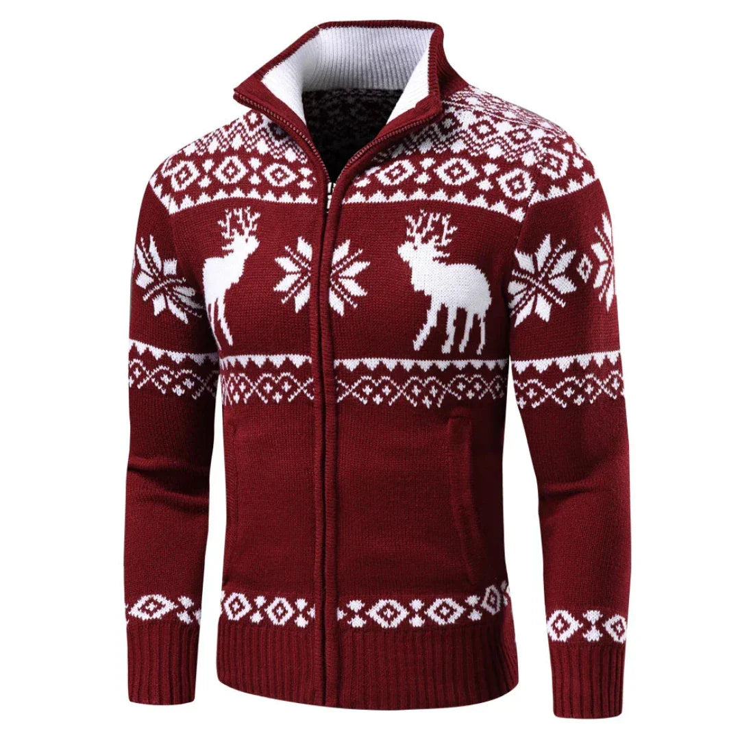 Herren Weihnachts Pullover Warm Mit Reißverschluss Aus 100% Acryl 3