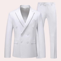Herren klassisch bequem und stilvolles 2-teiliges Outfit-Set - Weiß / 3XS