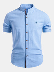 Herrenhemd Kurzarm mit Stehkragen – Elegante Hemden für Herren, Modernes Design, Vielseitig Kombinierbar 0