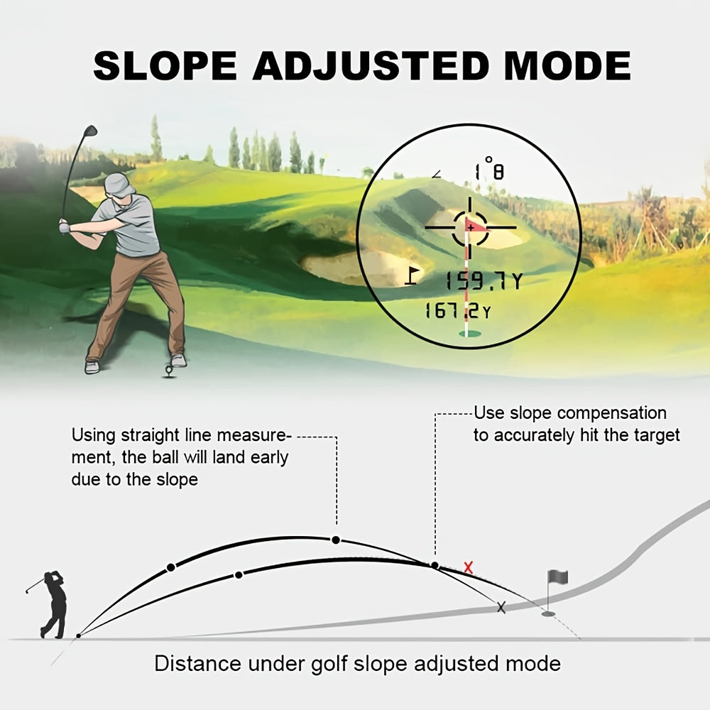Hochentwickelter Golf-Entfernungsmesser – Präzise Messungen mit Neigungskompensation und Vibrationsrückmeldung 4