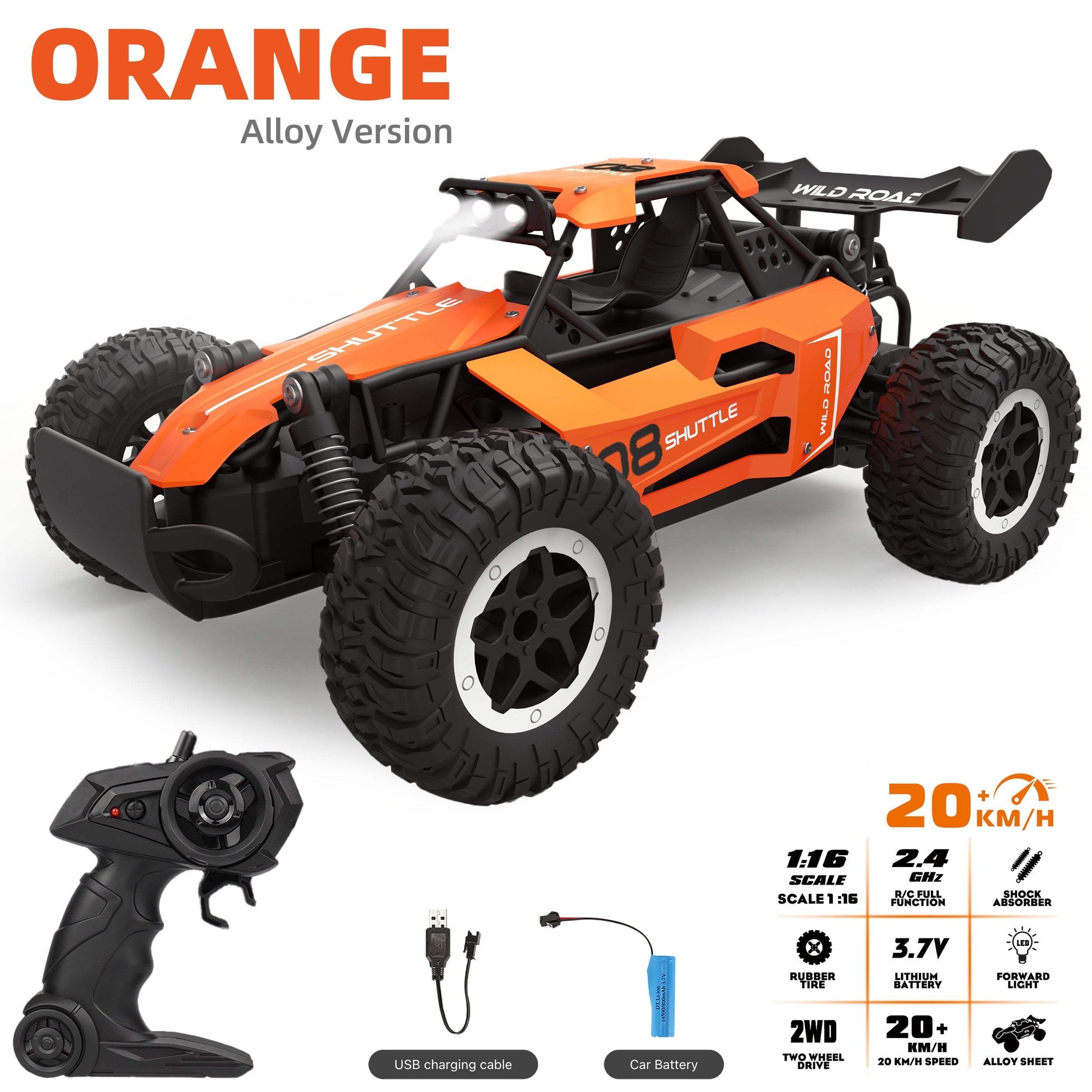 Hochgeschwindigkeits-RC-Auto aus Aluminiumlegierung – Offroad-Rennfahrzeug mit Fernsteuerung für Kinder 0