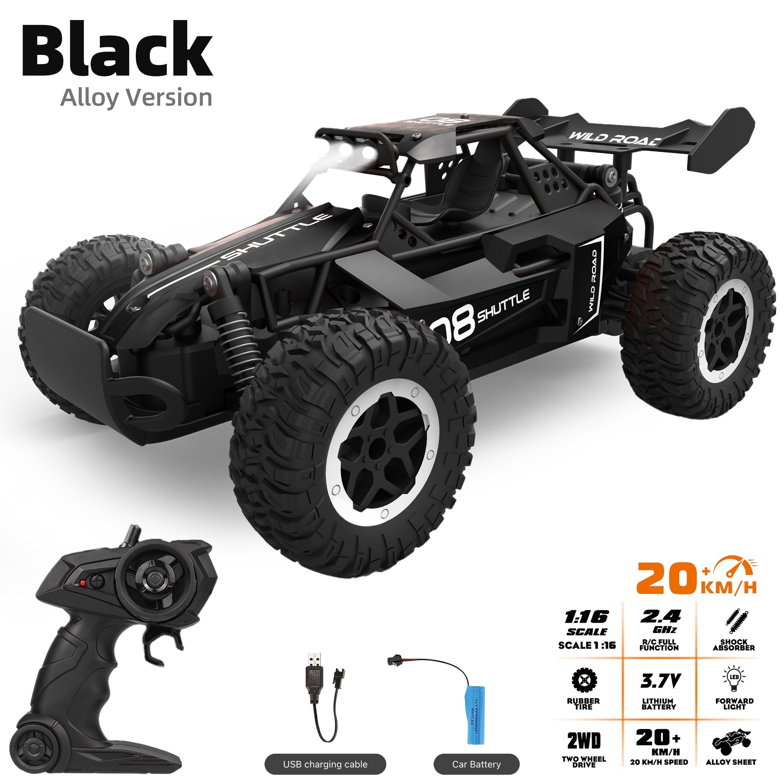 Hochgeschwindigkeits-RC-Auto aus Aluminiumlegierung – Offroad-Rennfahrzeug mit Fernsteuerung für Kinder 3