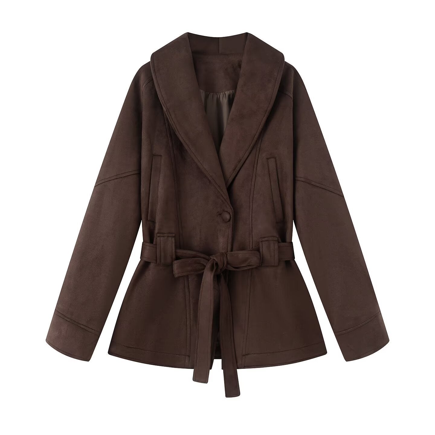 Jacke Damen Elegante Taillierte Übergangsjacke mit Bindegürtel und Reverskragen für Stilvolle Looks 0