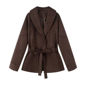 Jacke Damen Elegante Taillierte Übergangsjacke mit Bindegürtel und Reverskragen für Stilvolle Looks 0